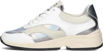 PIEDI NUD 1 Witte lage sneakers met metallic overlays - Dames - Sneakers - Wit - 38 EU - Leer - Schoenen