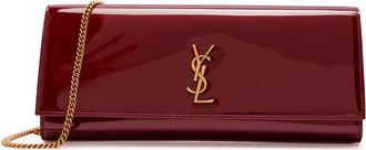 Saint Laurent Kate Logo Patent Leather Clutch - Burgundy - One Size