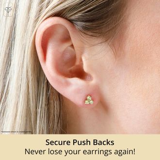 MAX + STONE 14k White or Yellow Gold Small Gemstone Trio Round Stud Earrings
