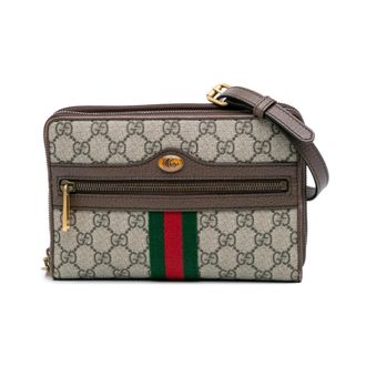 Gucci Pre-owned Cross Body Bags, female, Brown, Size: ONE SIZE Pre-owned Ophidia Belt Bag Signature Canvas