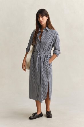 GANT Hemdblusenkleid GANT CLASSIC POPLIN STRIPE, Damen, Gr. 46, N-Gr, classic blau, Web, Obermaterial: 100% Baumwolle, regular fit ca. Mitte Wade, Kleider 