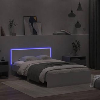 Berkfield Home Durable Bed Frame with Headboard & LED White 120x190 cm Small Double