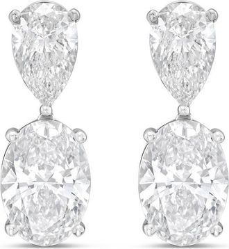 Diana M. Jewels 14K White Gold 12.00 Cts of Lab grown pear and oval shape diamond drop earrings
