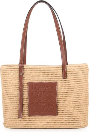 Loewe Silver Raffia Leather Basket Handbag Tote Bag (Pre-Owned)