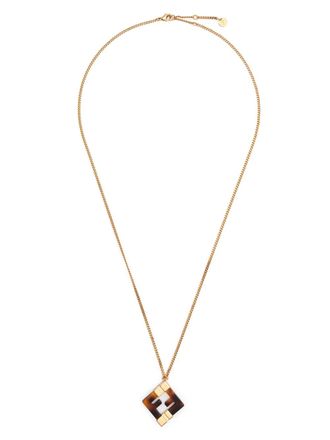 Fendi FF-pendant necklace - women - Brass - One Size - Gold