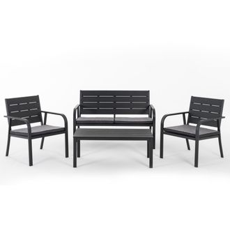 Siediti Fuori e Dentro Conjunto de exterior/jard&iacute;n de acero con top efecto madera antracita