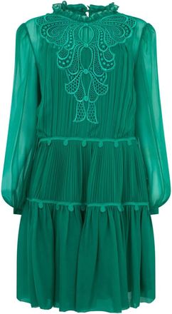 Alberta Ferretti Korte jurk met kant - Dames - Korte kleedjes - Groen - L - Kleedjes