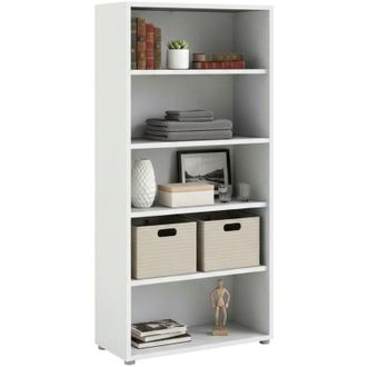 Dmora Libreria Apice, Biblioteca 4 Ripiani, Installazione a Muro, 40.1x89.2x186h cm Bianco