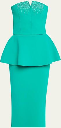 La Petite Robe Di Chiara Boni Strapless Stud-Embellished Peplum Midi Dress
