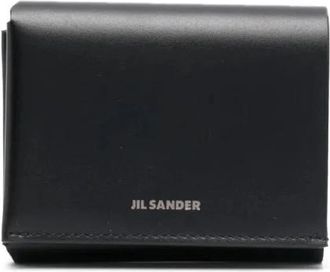 Jil Sander Origami Portemonnee - Heren - Portefeuilles - Zwart - ONE Size - Leer - Accessoires
