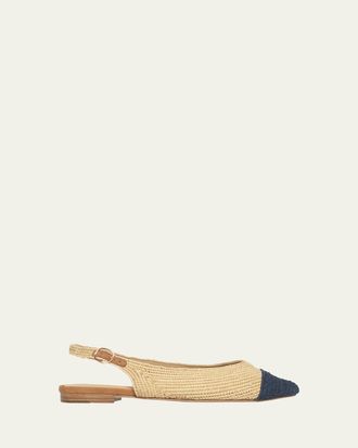 Gabriela Hearst Strength Raffia Slingback Flats