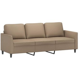 vidaXL Vidaxl - Sof&aacute; de 3 plazas de cuero sint&eacute;tico color capuchino 180 cm