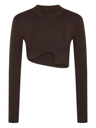 CHRISTOPHER ESBER Maparadita long-sleeve cutout top - women - Viscose/Nylon - M - Brown