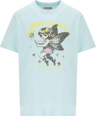 Ganni T-SHIRT FAIRY AZZURRA GANNI