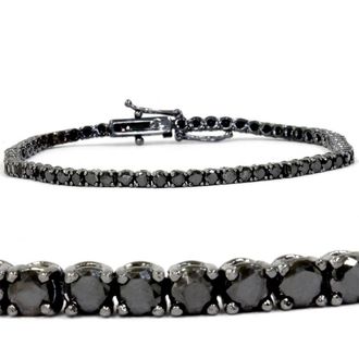 Pompeii3 3ct Black Diamond Tennis Bracelet 14K Black Gold 7