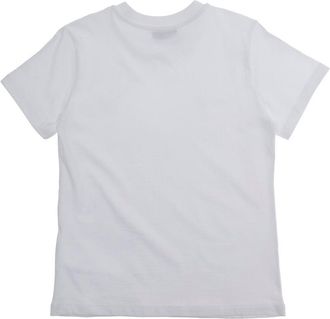 Moschino Girls Crew Neck T-Shirt, White Cotton T-Shirts And Polos