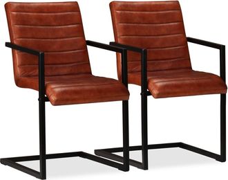 vidaXL Vidaxl - Sillas De Comedor 2 Unidades Cuero Sint&eacute;tico Marr&oacute;n