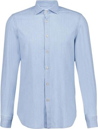 Boglioli Lichtblauw Katoenen Knoopshirt - Heren - Zakelijke Overhemden - Blauw - L - Katoen - Overhemden