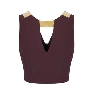 Elisabetta Franchi Dames, Tops, Bruin, Maat: M Leer