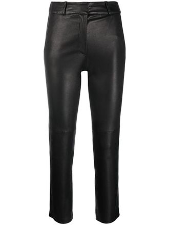 Arma Pantaloni crop in pelle - Nero