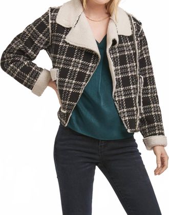 Dear John Denim Alvie Novelty Jacket In Black White Plaid