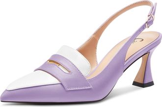 Castamere Womens Mid Heel Pointed Toe Slingback Patchwork Pumps Court Shoe Sandals Wedding Office Prom Basic Classic 6.5 CM Heels Purple 10 UK