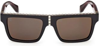 Christian Louboutin 56mm Rectangular Sunglasses in Black/red Gunmetal/gold at Nordstrom