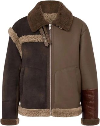 Moschino Shearling-blend Sheepskin Jacket - Heren - Jassen - Bruin - L - Leer - Jassen