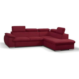 Vente-Unique Vente-unique - Divano letto angolare con contenitore in tessuto Rosso - Angolo a destra - fabien