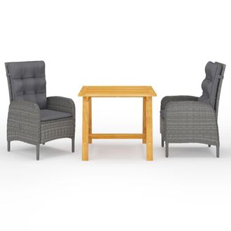 vidaXL Juego De Comedor De Jard&iacute;n De 3 Piezas Gris Vidaxl