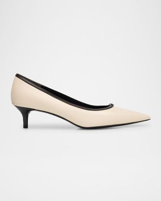 Tory Burch 45mm Double T Leather Buckle Pumps