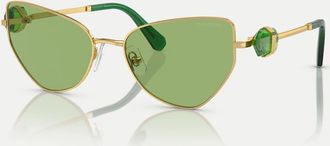Swarovski Sk7003 - Occhiali da sole irregolari oro con lenti verdi