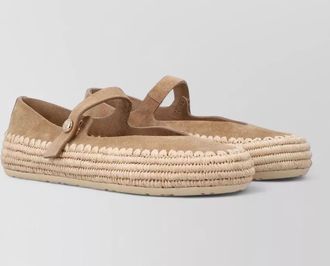 Loewe leather and raffia espadrille mary jane shoes