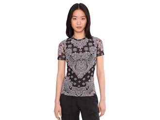 Johnny Was Eleanor Mesh Short Sleeve T-Shirts Womens Clothing Tularose (black) : 2XL, Polyester/Spandex