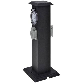 vidaXL Columna Negra Con Enchufe Y Temporizador Para El Jard&iacute;n Vidaxl