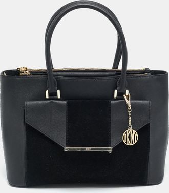 DKNY Dkny Bryant Park Black Saffiano Leather And Suede Tote
