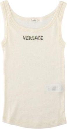 Versace Beige Sleeveless Virgin Wool Top