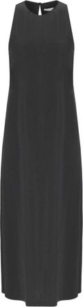 Harris Wharf London Zwarte Mouwloze Lange Jurk met Drop Opening - Dames - Maxi kleedjes - Zwart - S - Kleedjes