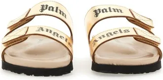 Palm Angels Logo Leather Sandal - Gold