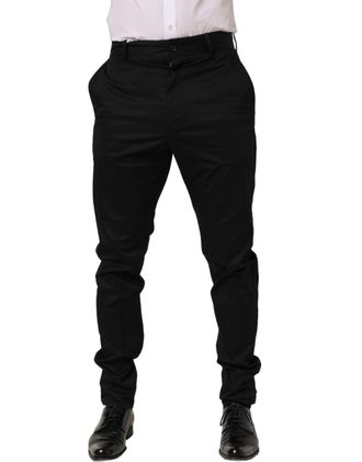 Dolce & Gabbana Cotton-Elastane Tapered Leg Trousers - Black