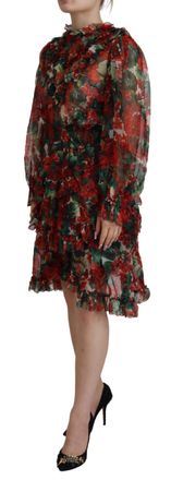 Dolce & Gabbana Womens Multicolor Geranium A-Line Knee Length Dress Silk