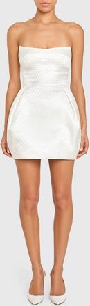 Amanda Uprichard Bowery Strapless Embroidered Mini Dress In White