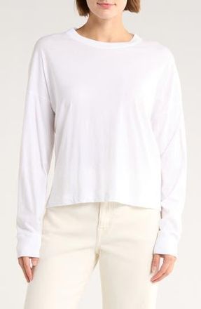 Vince Long Sleeve Drop Shoulder Top in Optic White at Nordstrom Rack, Size X-Small