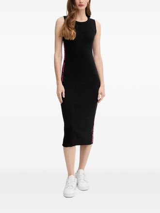 DKNY ribbed text-detail midi dress - Black