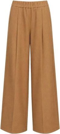 Semicouture Jhonny Wijde Broek - Dames - Wijde Broeken - Bruin - XL - Wol - Broeken