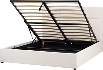 Beliani Cama matrimonial de tejido blanco 160x200