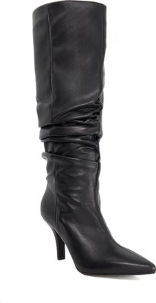Dune London Womens Ladies Santi - Slouchy Leather Knee High Boots - Black - Size UK 5