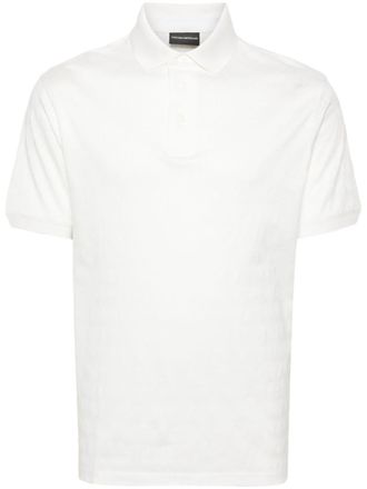 Emporio Armani logo-jacquard polo shirt - White