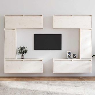 vidaXL Vidaxl - Muebles Para Tv 6 Piezas Madera Maciza De Pino Blanco