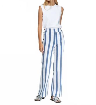 Vilagallo Striped Straight Trousers In Blue/white